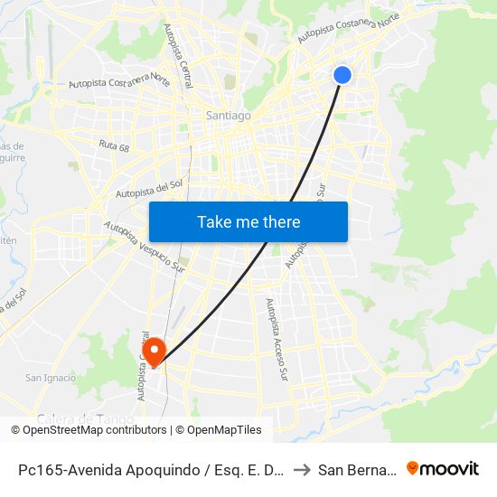 Pc165-Avenida Apoquindo / Esq. E. Dell'Orto to San Bernardo map