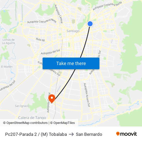 Pc207-Parada 2 / (M) Tobalaba to San Bernardo map