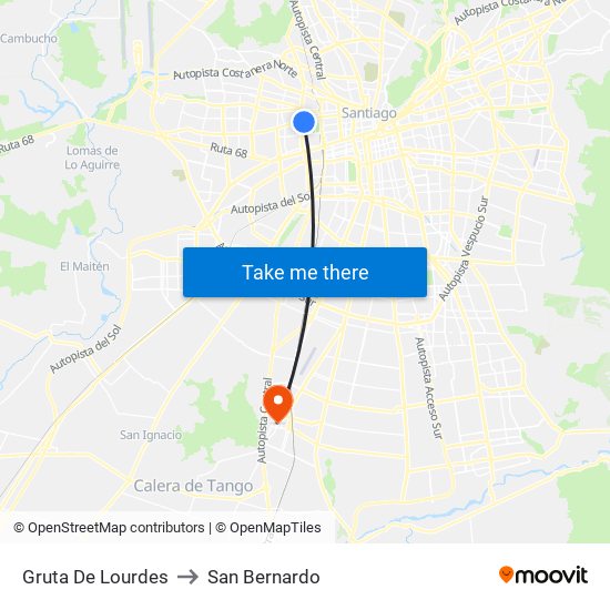 Gruta De Lourdes to San Bernardo map