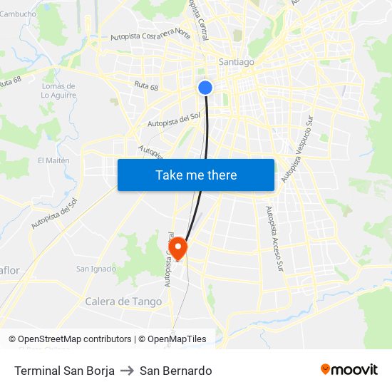 Terminal San Borja to San Bernardo map