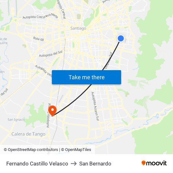 Fernando Castillo Velasco to San Bernardo map