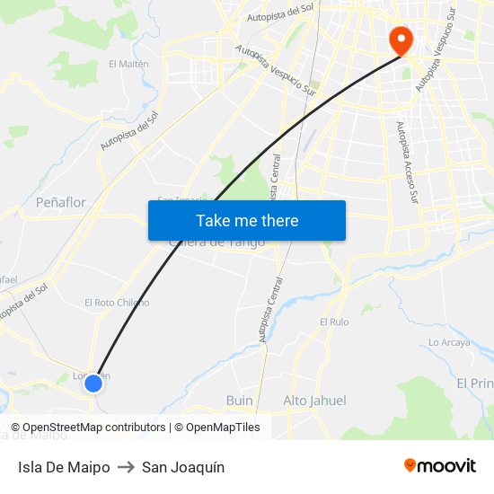 Isla De Maipo to San Joaquín map