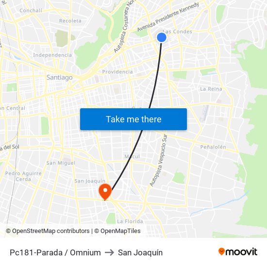 Pc181-Parada / Omnium to San Joaquín map