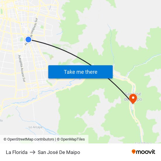 La Florida to San José De Maipo map