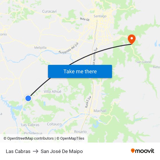 Las Cabras to San José De Maipo map
