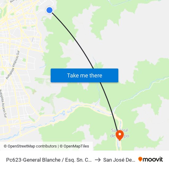 Pc623-General Blanche / Esq. Sn. C. De Apoquindo to San José De Maipo map