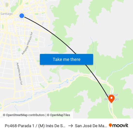 Pc468-Parada 1 / (M) Inés De Suarez to San José De Maipo map