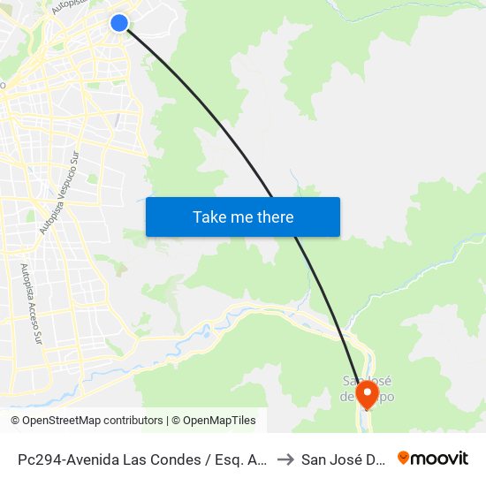 Pc294-Avenida Las Condes / Esq. Av. Padre H. Central to San José De Maipo map