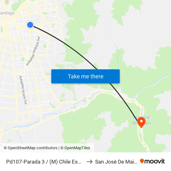 Pd107-Parada 3 / (M) Chile España to San José De Maipo map