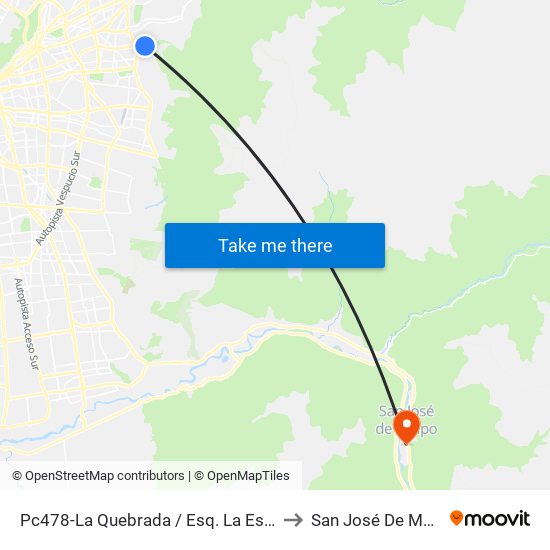 Pc478-La Quebrada / Esq. La Escuela to San José De Maipo map