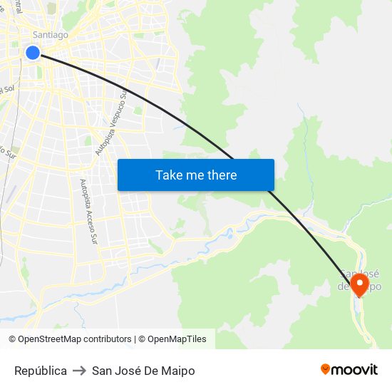 República to San José De Maipo map