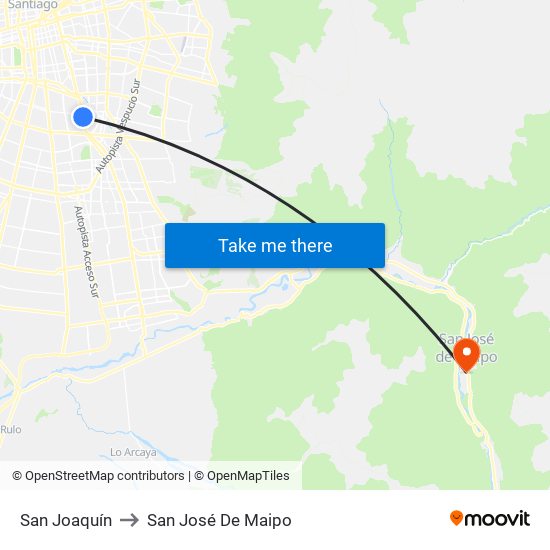 San Joaquín to San José De Maipo map