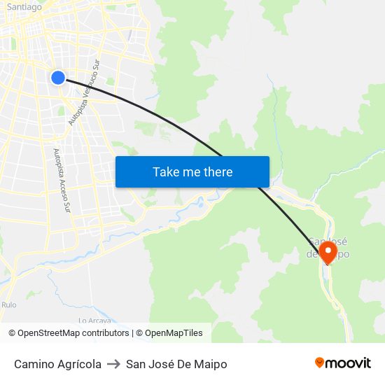 Camino Agrícola to San José De Maipo map