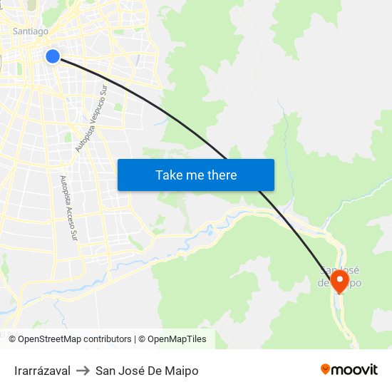 Irarrázaval to San José De Maipo map