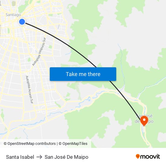 Santa Isabel to San José De Maipo map