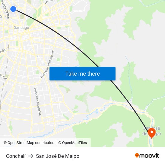 Conchalí to San José De Maipo map
