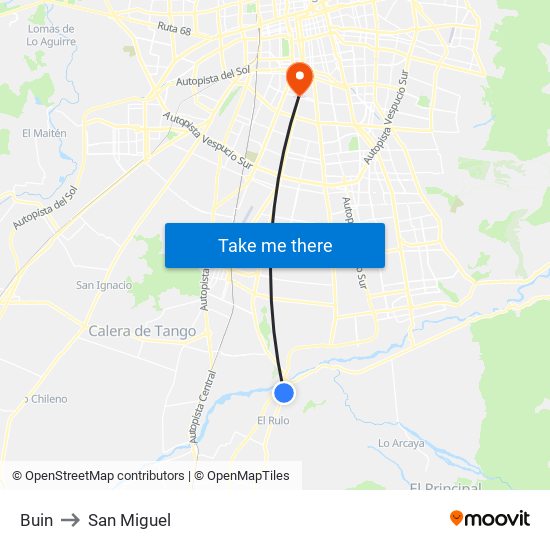 Buin to San Miguel map