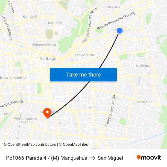 Pc1066-Parada 4 / (M) Manquehue to San Miguel map