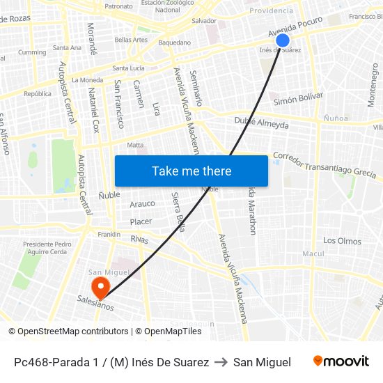 Pc468-Parada 1 / (M) Inés De Suarez to San Miguel map