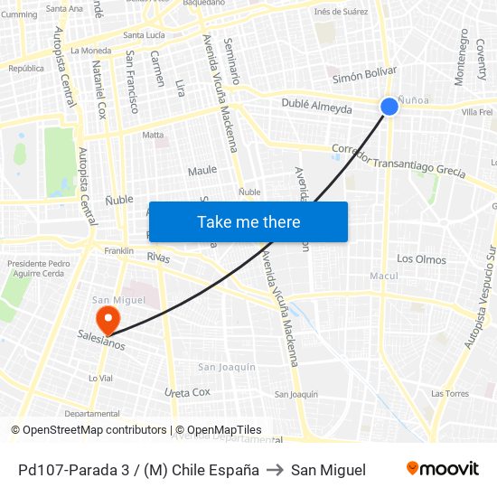 Pd107-Parada 3 / (M) Chile España to San Miguel map