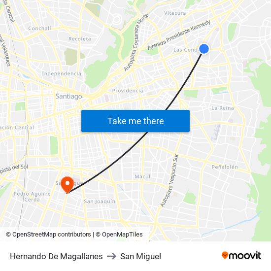 Hernando De Magallanes to San Miguel map