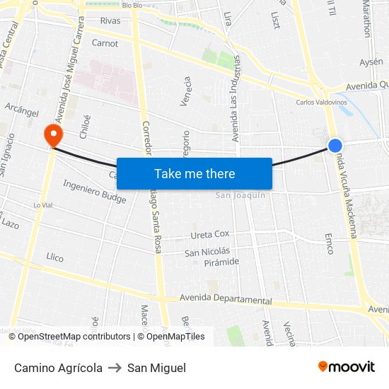 Camino Agrícola to San Miguel map