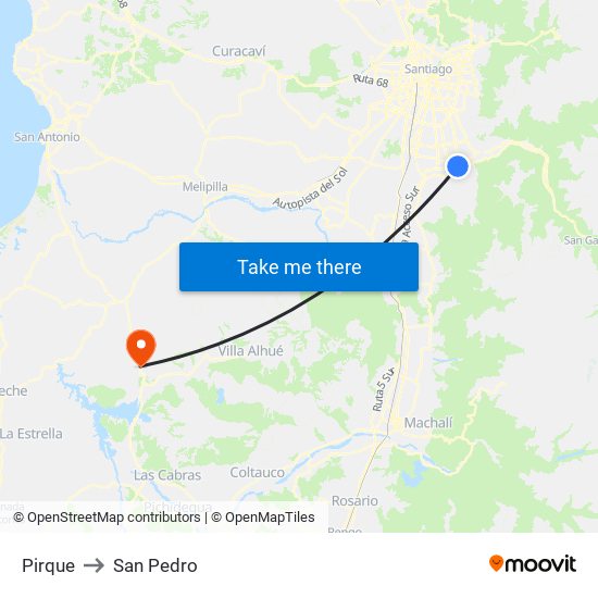 Pirque to San Pedro map