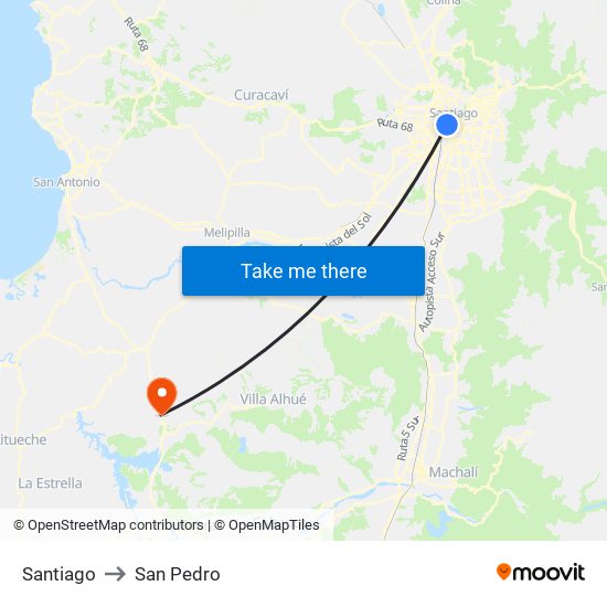 Santiago to San Pedro map