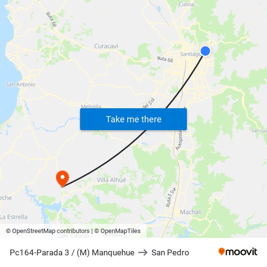 Pc164-Parada 3 / (M) Manquehue to San Pedro map