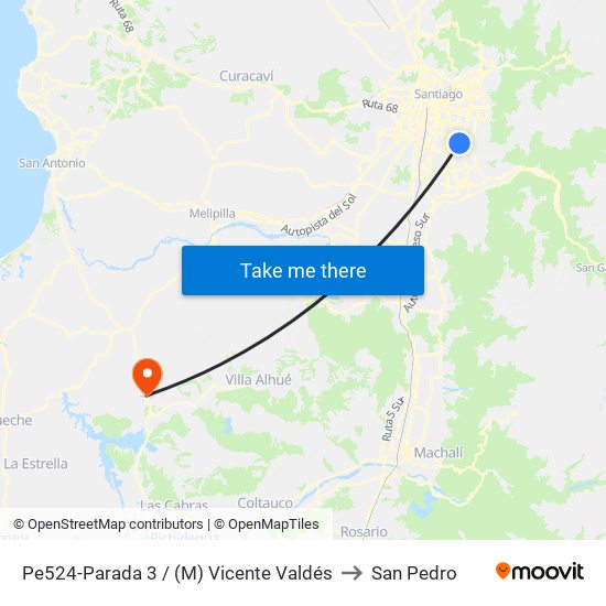 Pe524-Parada 3 / (M) Vicente Valdés to San Pedro map