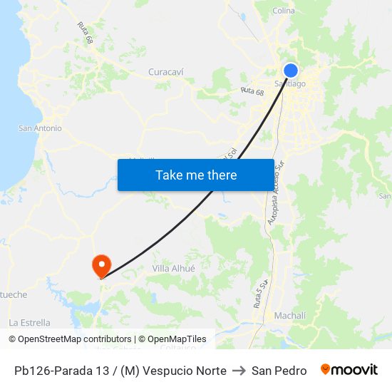 Pb126-Parada 13 / (M) Vespucio Norte to San Pedro map