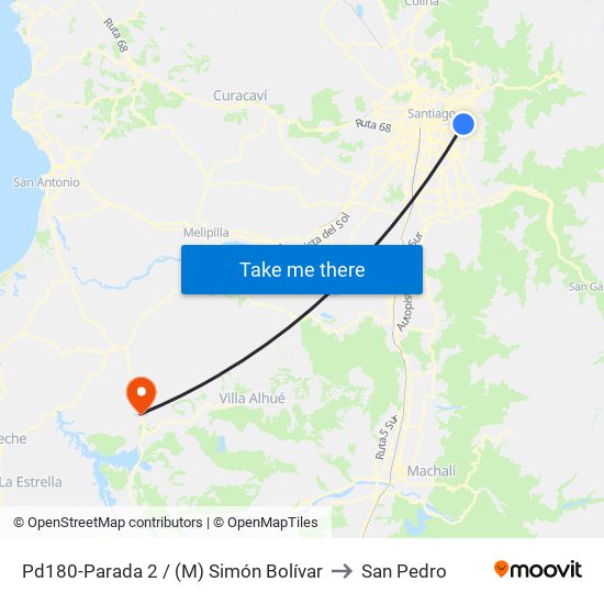 Pd180-Parada 2 / (M) Simón Bolívar to San Pedro map