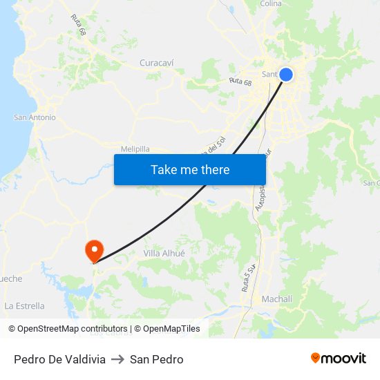 Pedro De Valdivia to San Pedro map