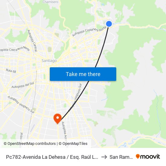 Pc782-Avenida La Dehesa / Esq. Raúl Labbé to San Ramón map