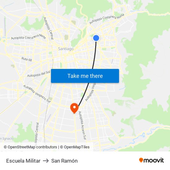 Escuela Militar to San Ramón map