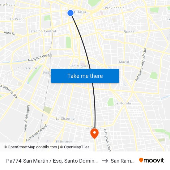 Pa774-San Martín / Esq. Santo Domingo to San Ramón map