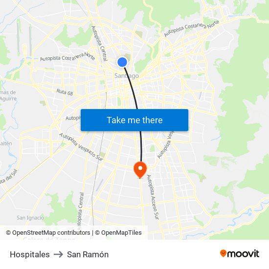 Hospitales to San Ramón map