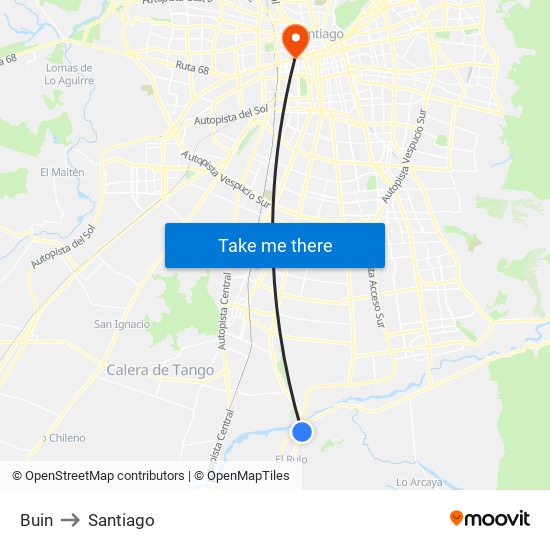 Buin to Santiago map