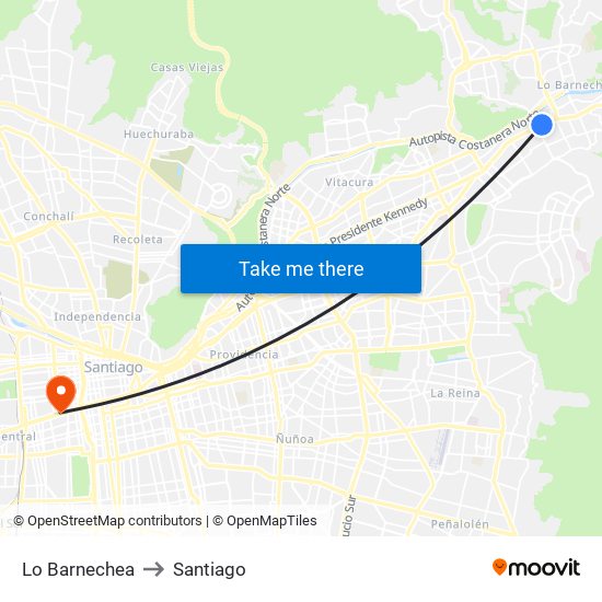 Lo Barnechea to Santiago map