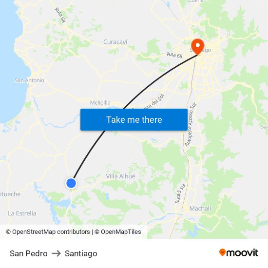 San Pedro to Santiago map