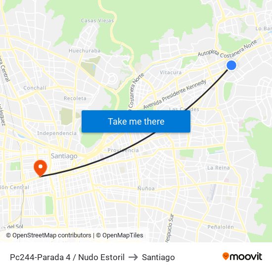 Pc244-Parada 4 / Nudo Estoril to Santiago map