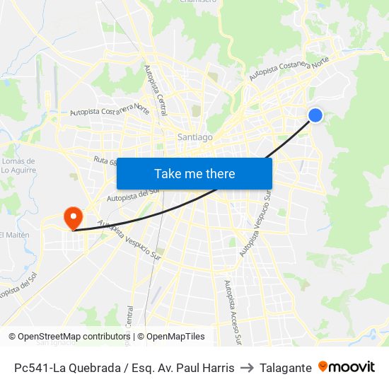 Pc541-La Quebrada / Esq. Av. Paul Harris to Talagante map