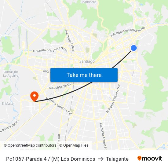 Pc1067-Parada 4 / (M) Los Dominicos to Talagante map