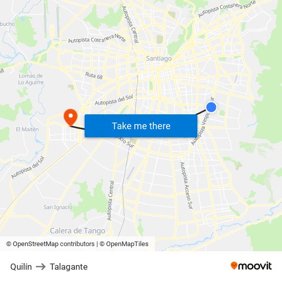 Quilín to Talagante map