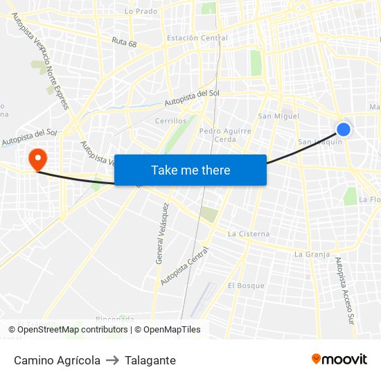 Camino Agrícola to Talagante map