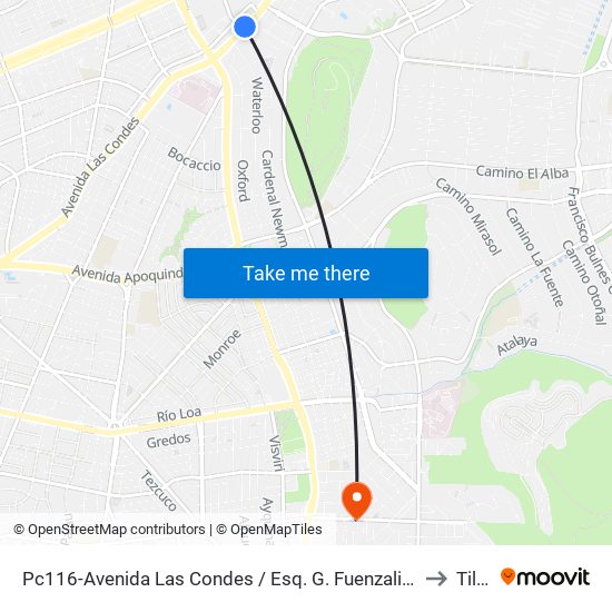Pc116-Avenida Las Condes / Esq. G. Fuenzalida to Tiltil map