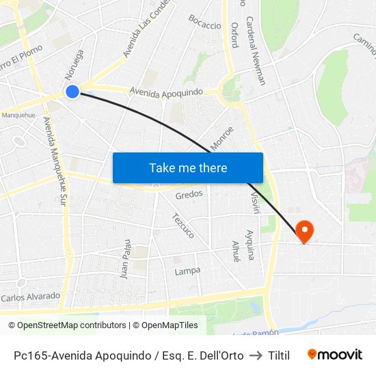 Pc165-Avenida Apoquindo / Esq. E. Dell'Orto to Tiltil map