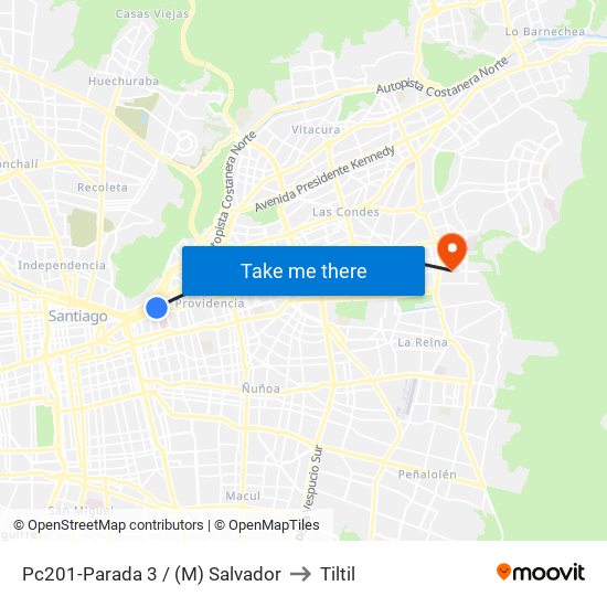 Pc201-Parada 3 / (M) Salvador to Tiltil map