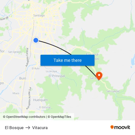 El Bosque to Vitacura map