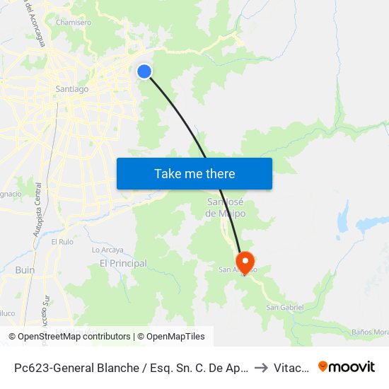 Pc623-General Blanche / Esq. Sn. C. De Apoquindo to Vitacura map
